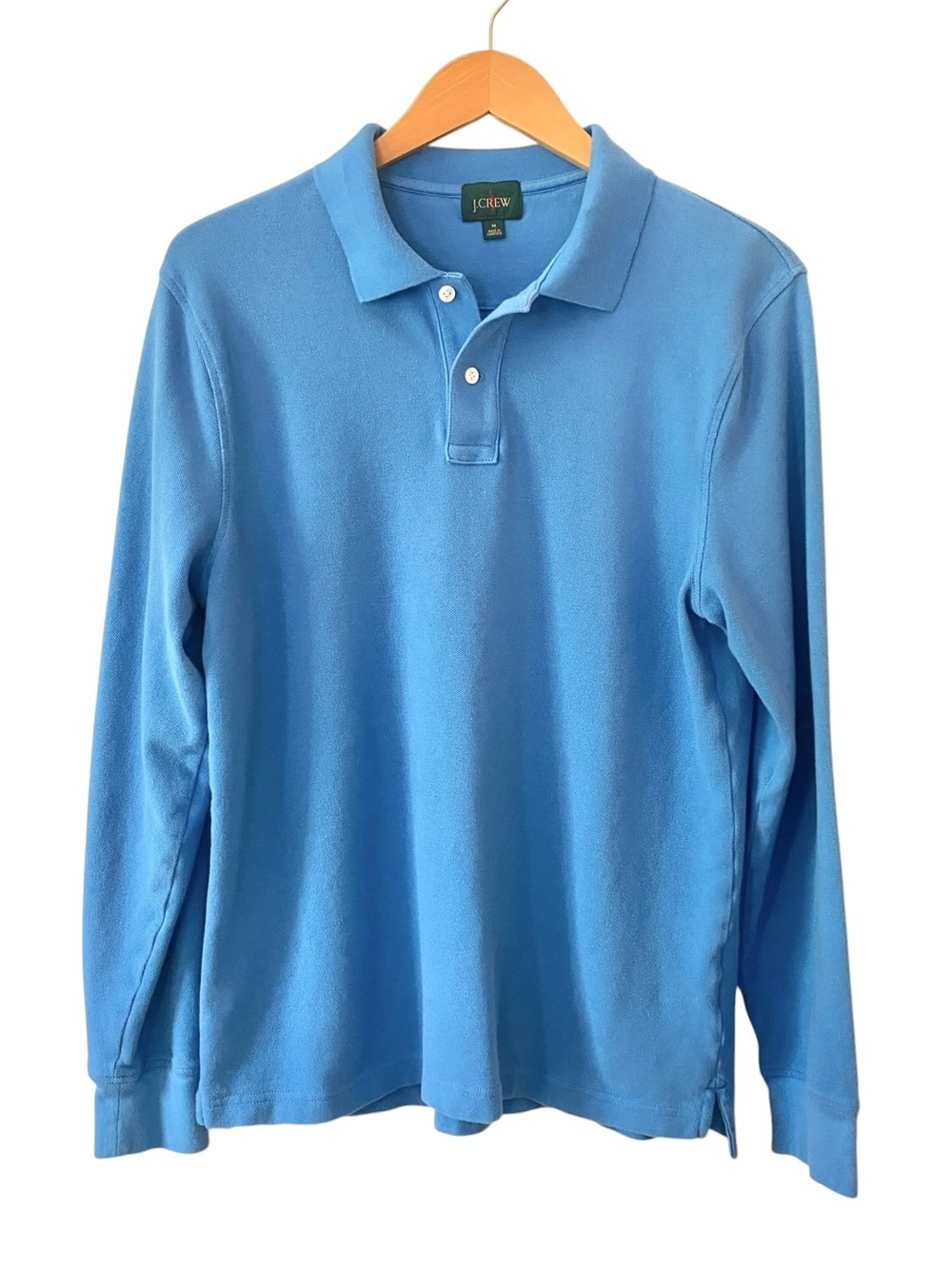 J. Crew Oarsman Long Sleeve 100% Cotton Piqué Polo Shirt Classic Preppy Sz M